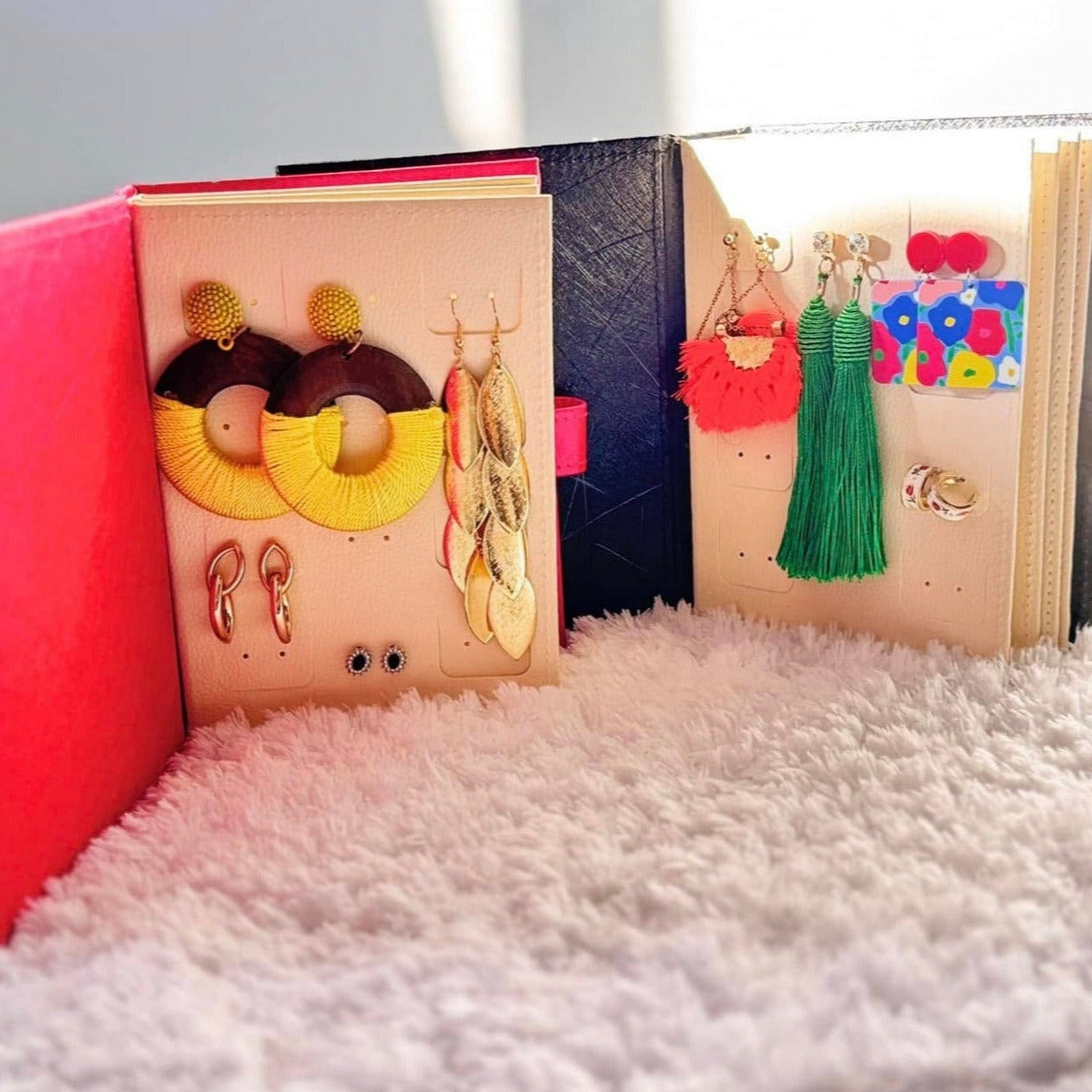 Stylish and compact earring organizer book – perfect for keeping your jewelry tangle-free and travel-ready! Shop now for the ultimate portable earring storage solution.